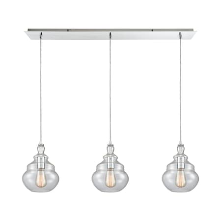 Elk Lighting Tabor 3-Lght Linear Mini Pendant in Polished Chrm w/Clear Glass 10562/3LP